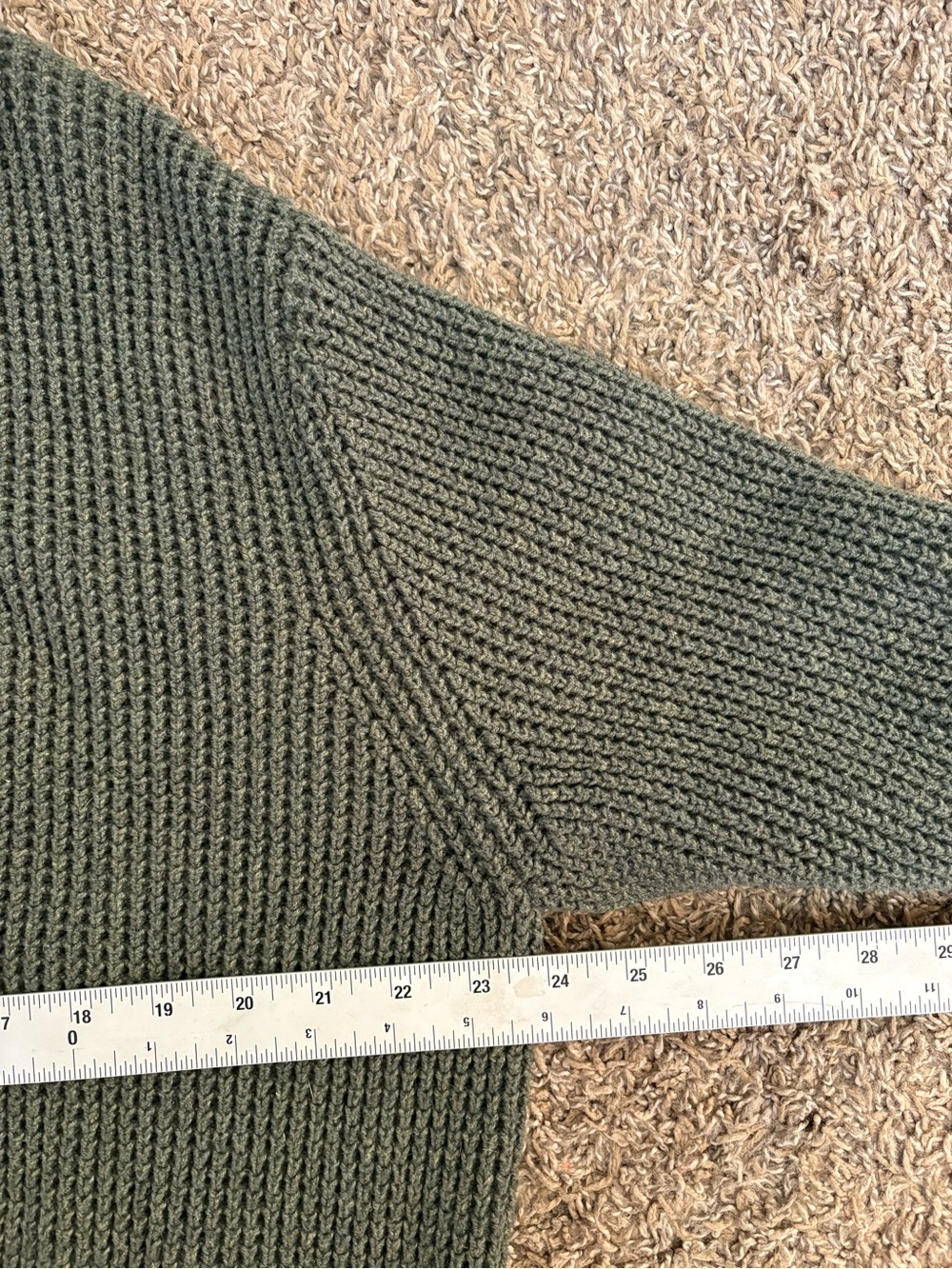 Uniqlo Mens Waffle Knit Crew Neck Sweater Green Cotton Blend XL Preppy - Picture 7 of 8